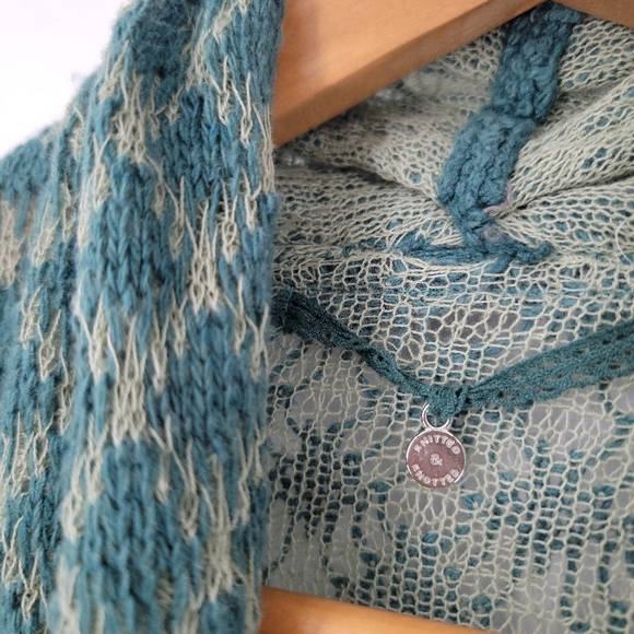 Anthropologie Knitted and Knotted Cardigan Sweater Women's Medium Green Beige - Picture 11 of 16